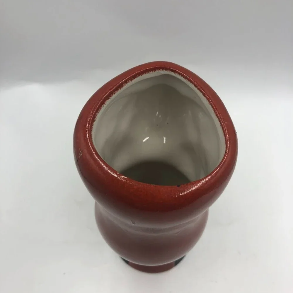 Vintage Ceramic Tropical Parrot Bird Tiki Vase Macaw Cup Planter